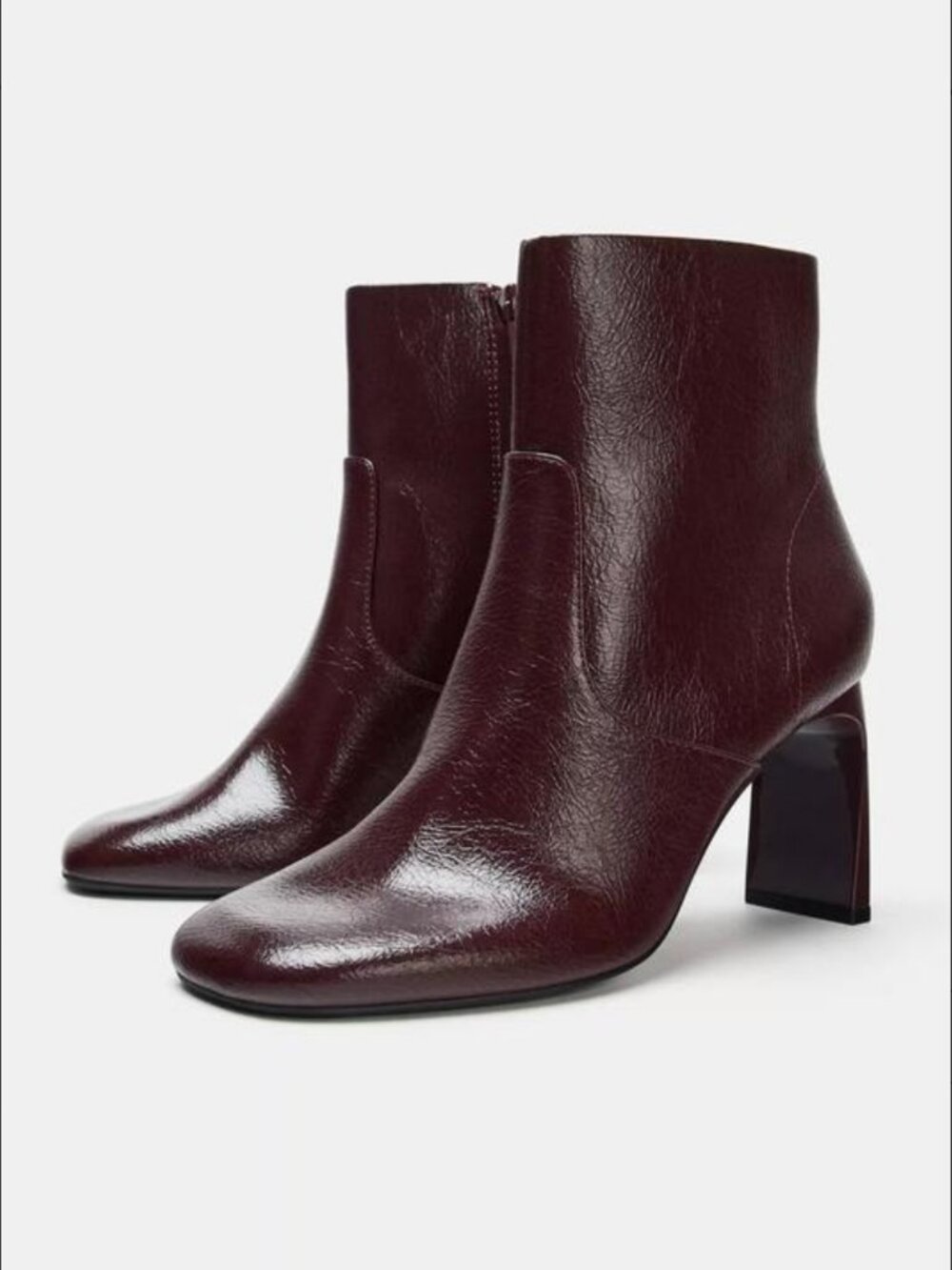 Burgundy Square Toe Ankle Boots Zara NWT 36 EU 6 US
